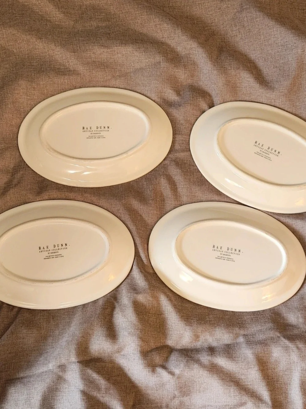 Rae Dunn Oval Cream Ceramic Appetizer Plate Set of 4